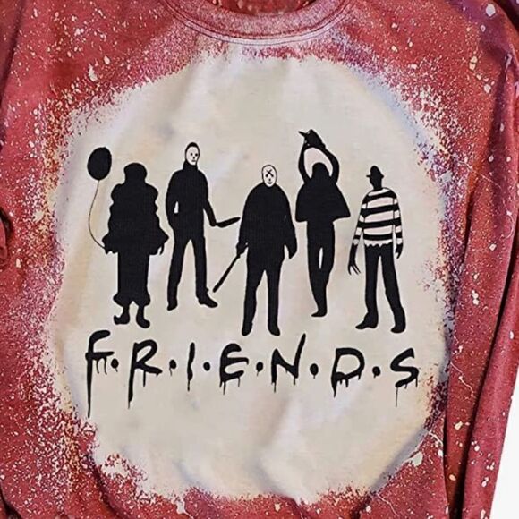 Halloween Friends Shirt Women Party Shirt Horror Theme Novelty Size Medium - Picture 2 of 7